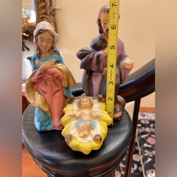 LARGE Vintage Christmas Nativity Italy Paper Mache Figurine Holy Family - Picture 9 of 15